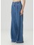 Wide Leg Mavi Pileli Jean Pantolon 2