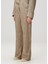 Regular Fit Bej Kareli Pantolon 2