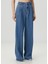 Wide Leg Mavi Pileli Jean Pantolon 3