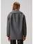 Oversize Gri Yün Kaşe Kaban 6