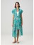 Deniz Turkuaz Desenli Kaftan 2