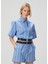 Mavi Çizgili Crop Poplin Gömlek 3