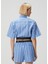Mavi Çizgili Crop Poplin Gömlek 4