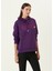 Mor Kapüşonlu Logolu Sweatshirt 3
