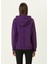Mor Kapüşonlu Logolu Sweatshirt 5
