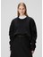 Siyah Pile Detaylı Sweatshirt 1