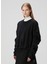 Siyah Pile Detaylı Sweatshirt 3