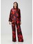 Oversize Bordo Çiçekli Ipek Gömlek 2