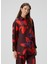 Oversize Bordo Çiçekli Ipek Gömlek 3