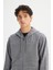 Regular Fit Normal Kesim Kapüşonlu Cepli Içi Polarlı Fermuarlı Sweatshirt 4
