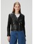 Dalby Slim Fit Siyah Deri Biker Ceket 1