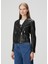 Dalby Slim Fit Siyah Deri Biker Ceket 3
