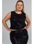 Büyük Beden Pul Payet Astarlı Bluz Siyah Şık ve Işıltılı 1