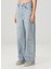 Blake Mavi Işlemeli Wide Leg Jean Pantolon 3