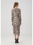 Rizo Ekru Yılan Desenli Midi Elbise 4