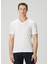 Slim Fit Wooster Beyaz V Yaka Keten T-Shirt 1