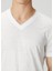Slim Fit Wooster Beyaz V Yaka Keten T-Shirt 5