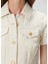 Krem Mini Denim Elbise 5