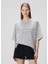 Amelie Oversized Gri Işlemeli T-Shirt 1