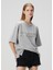 Amelie Oversized Gri Işlemeli T-Shirt 3