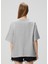 Amelie Oversized Gri Işlemeli T-Shirt 4