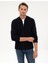 Erkek Lacivert Slim Fit Fermuarlı Triko Hırka 50317341-VR033 1