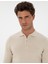 Erkek Krem Melanj Slim Fit Polo Yaka Fermuarlı Basic Triko Kazak 50315406-VR159 2
