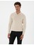 Erkek Krem Melanj Slim Fit Polo Yaka Fermuarlı Basic Triko Kazak 50315406-VR159 3