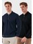 Pamuklu Regular Fit Yarım Fermuarlı 2'li Paket Polo Yaka Sweat Erkek Sweat 5905789S2 1