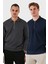Pamuklu Regular Fit Yarım Fermuarlı 2'li Paket Polo Yaka Sweat Erkek Sweat 5905789S2 1