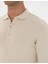 Erkek Krem Melanj Slim Fit Polo Yaka Fermuarlı Basic Triko Kazak 50315406-VR159 7