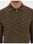 Erkek Koyu Haki Slim Fit Polo Yaka Fermuarlı Triko Kazak 50315688-VR111 6