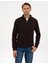 Erkek Koyu Kahverengi Slim Fit Dik Yaka Fermuarlı Triko Kazak 50315732-VR084 1