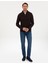 Erkek Koyu Kahverengi Slim Fit Dik Yaka Fermuarlı Triko Kazak 50315732-VR084 4