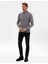 Erkek Gri Slim Fit Yarım Balıkçı Yaka Triko Kazak 50317520-VR024 4