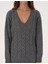 Kadın Gri Melanj Örgü Desen Comfort Fit V Yaka Kazak 50311596-VR086 6