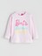 Yeni Sezon Bisiklet Yaka Barbie Baskılı Kız Çocuk Pijama Üst 1