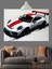 Beyaz Spor Araba Pistte Yüksek Hızla Dekoratif Kanvas - Mdf Ahşap Tablo 1