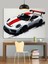 Beyaz Spor Araba Pistte Yüksek Hızla Dekoratif Kanvas - Mdf Ahşap Tablo 2