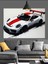 Beyaz Spor Araba Pistte Yüksek Hızla Dekoratif Kanvas - Mdf Ahşap Tablo 5