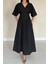 Siyah Pileli Uzun Elbise 1