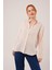Düğmeli ve Çizgi Detaylı Krem Gömlek 5