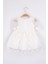 Beyaz Kısa Kollu Papatya Tüllü Kız Çocuk Elbise - Hillary 10