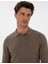 Erkek Vizon Melanj Slim Fit Polo Yaka Basic Triko Kazak 50315405-VR174 2