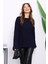 Lacivert Bel ve Kol Ucu Fırfırlı Triko Kazak 3