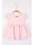 Pembe Beli Fırfırlı Dantel Detaylı Kız Bebek Elbise - Elba 5
