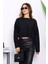 Siyah Bisiklet Yaka Angora Yumoş Crop Triko Kazak 3