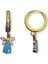 Minimal Taşlı Sallantılı Kelebek Akuamarin 24K Altın Kaplama Gümüş Halka Küpe 1.2x1.2 cm 1