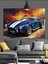 Mavi Klasik Cabrio Spor Araba Dekoratif Kanvas - Mdf Ahşap Tablo 4