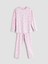 Yeni Sezon Bisiklet Yaka Fiyonk Desenli Kız Çocuk Pijama Takımı 1